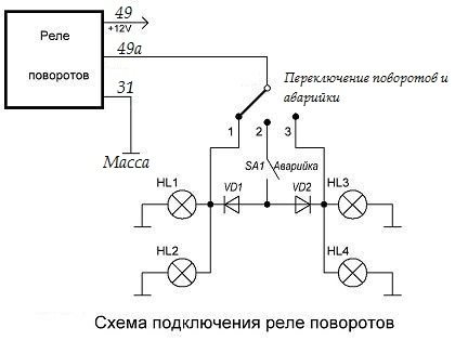 Реле поворотов гольф 2 схема подключения