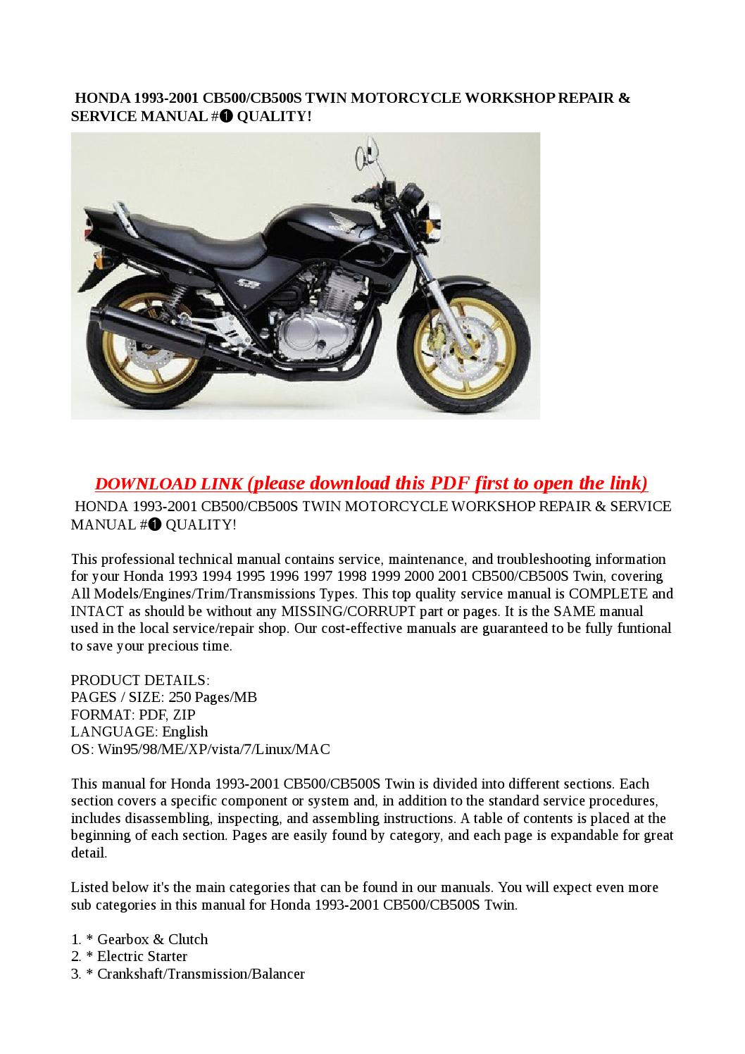 Мануалы и документация для Honda CB 500