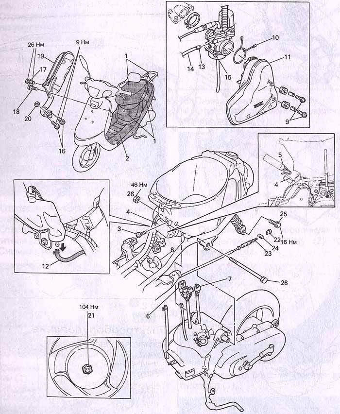 Все про крепление узлов и деталей на китайском скутере
