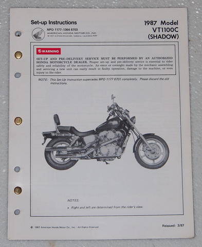 Мануалы и документация для Honda Shadow 1100 (VT1100)