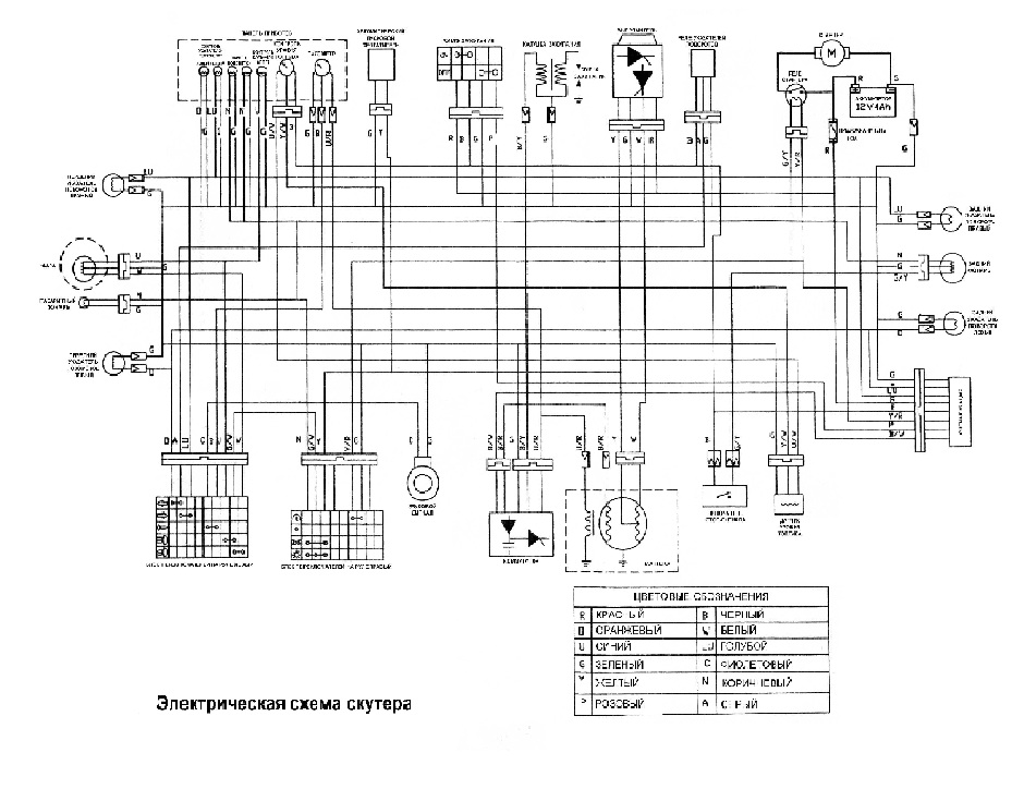 Схема электрооборудования скутера Daelim NS 125