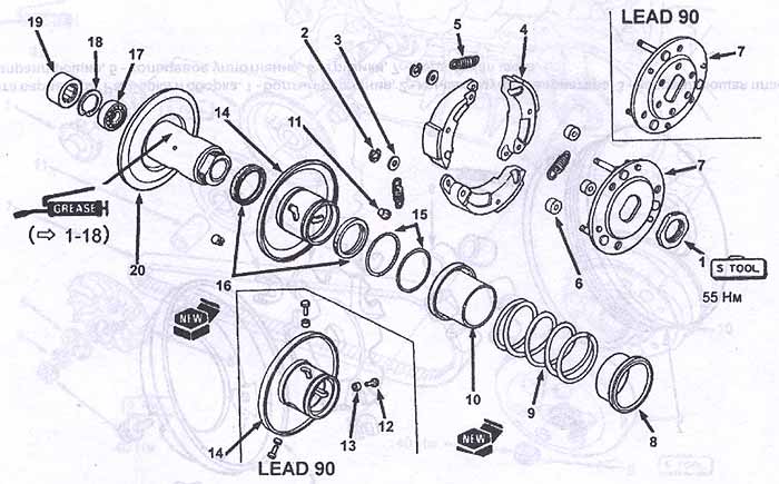 Разборка, проверка и замена сцепления скутера Honda Lead AF-20