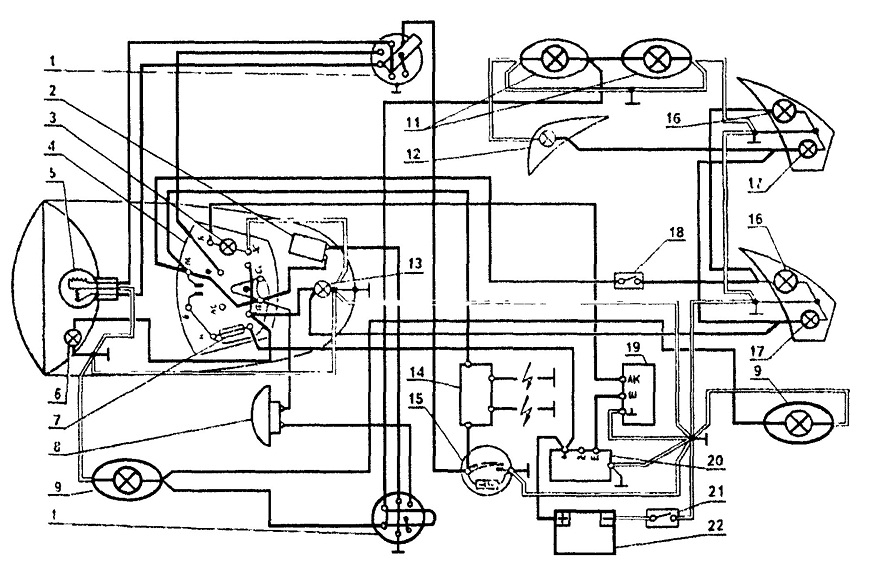 Схема электрооборудования мотоцикл урал 12 в