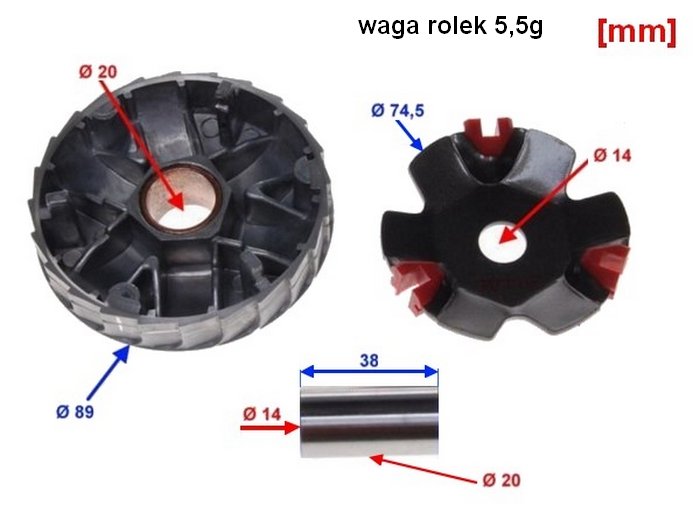Размер и вес роликов вариатора скутеров Aprilia — основные модели