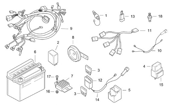 Схема электропроводки скутера aprilia sr 50 модификации ac-lc