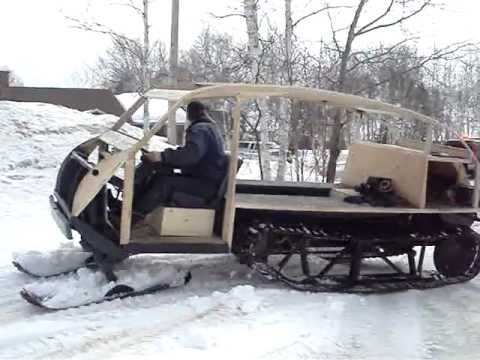 Самодельный снегоход с двигателем днепр (3 видео)