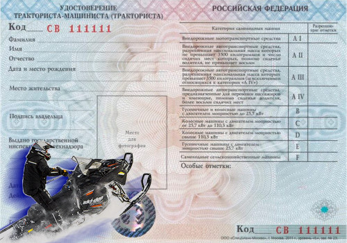 Права на квадроцикл образец