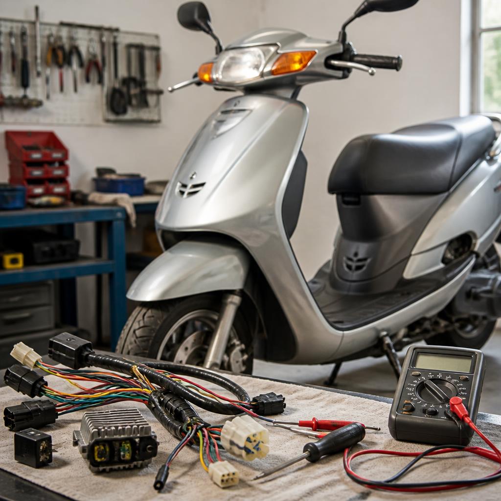 Проверка на исправность электрооборудования скутера Suzuki Lets 2